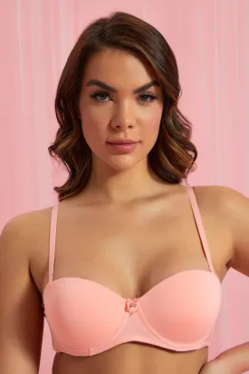 Pink And White Padded Balconette Bra (Pack of 2)