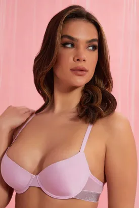 Pink Embellished Padded Plunge Bra