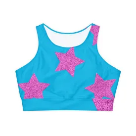 Pink Stars - Inovax Padded Sports Bra