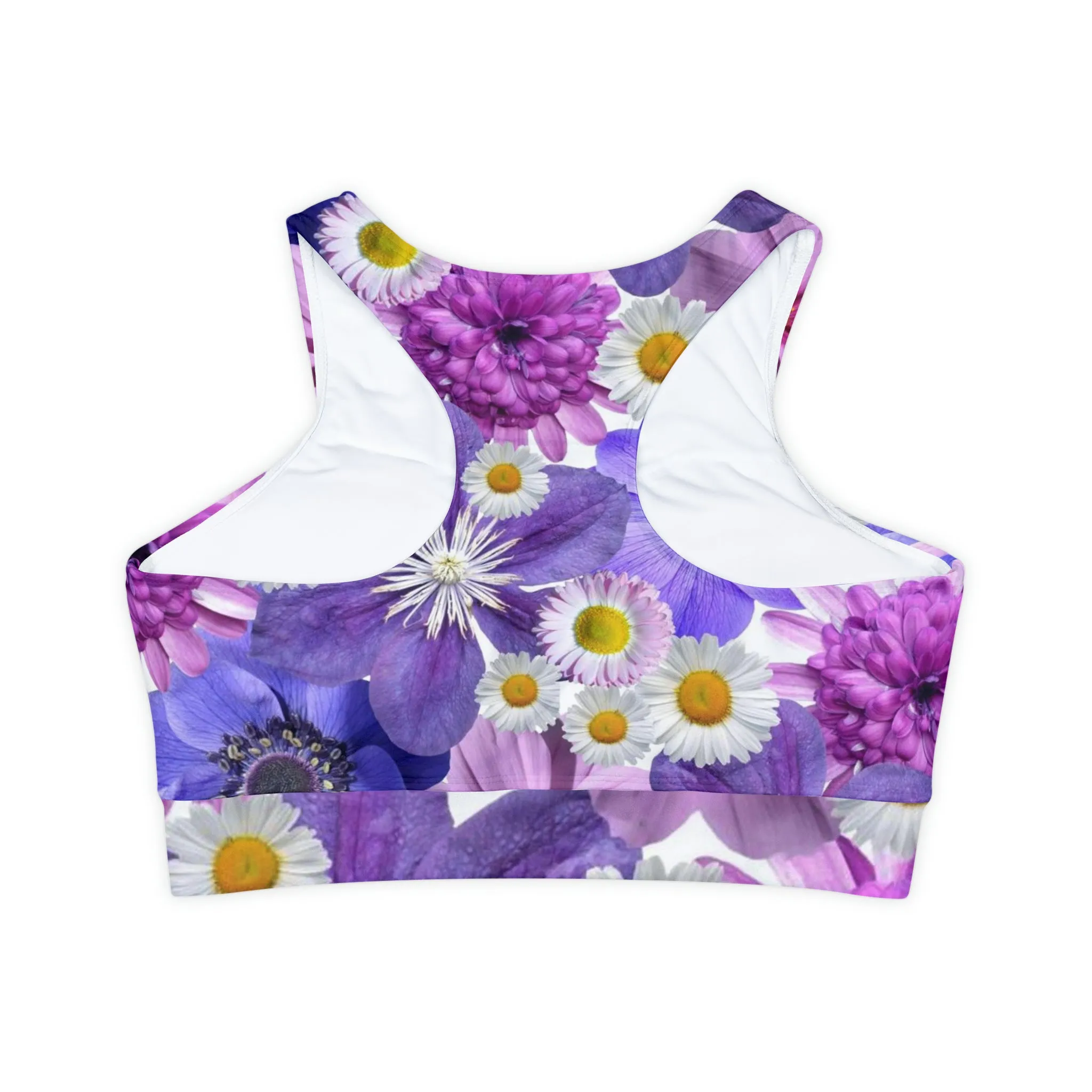 Purple Flowers - Inovax Padded Sports Bra