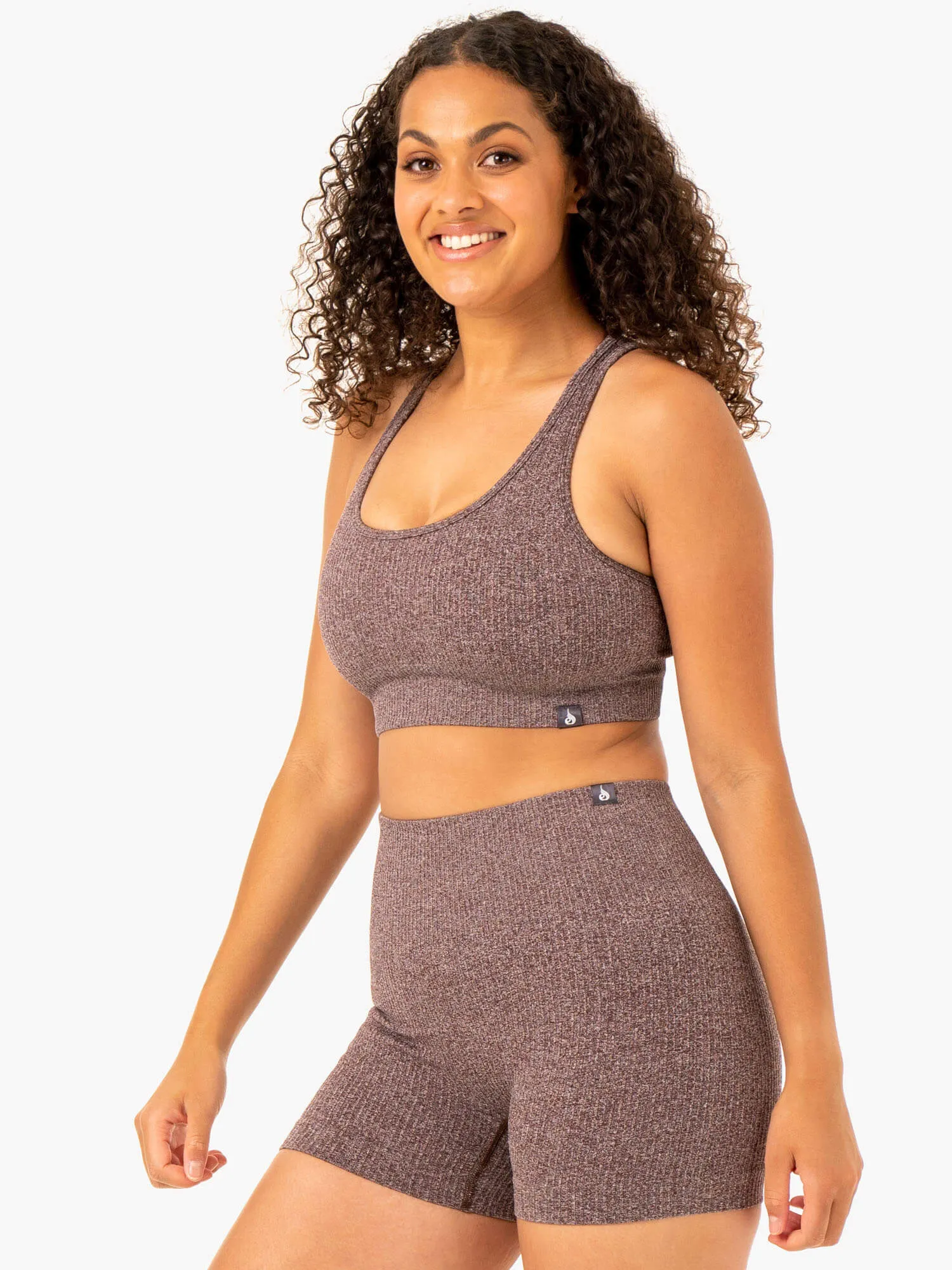 Rib Seamless Sports Bra - Chocolate Marl