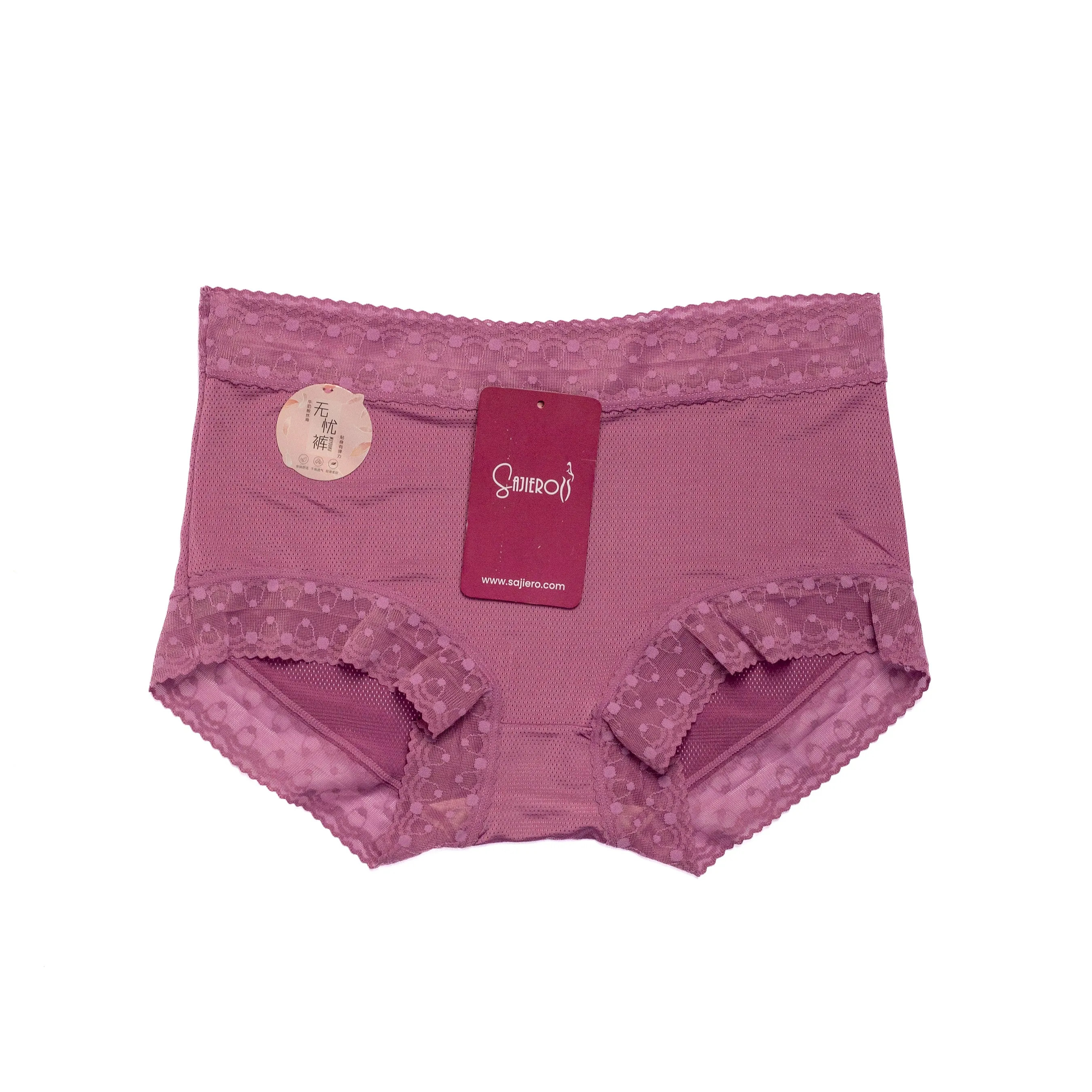 Sajiero TCC Embroidery Net Brief Cotton Panty