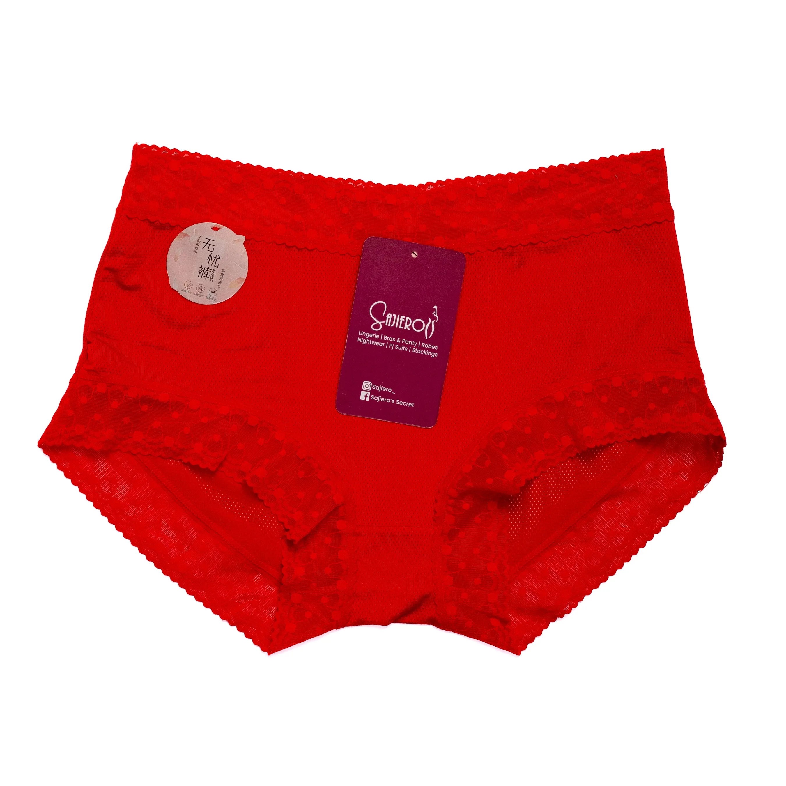 Sajiero TCC Embroidery Net Brief Cotton Panty