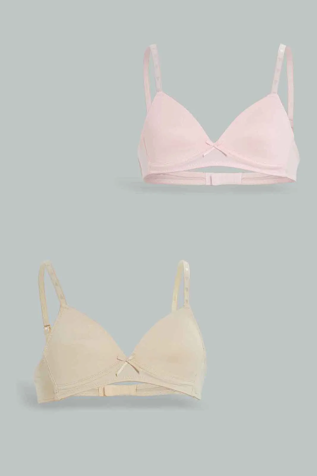 Senior Girls Beige and Pink Padded Bra Set (Pack of 2)