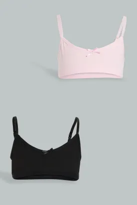 Senior Girls Black And Pink Comfort Bra (Pack of 2)