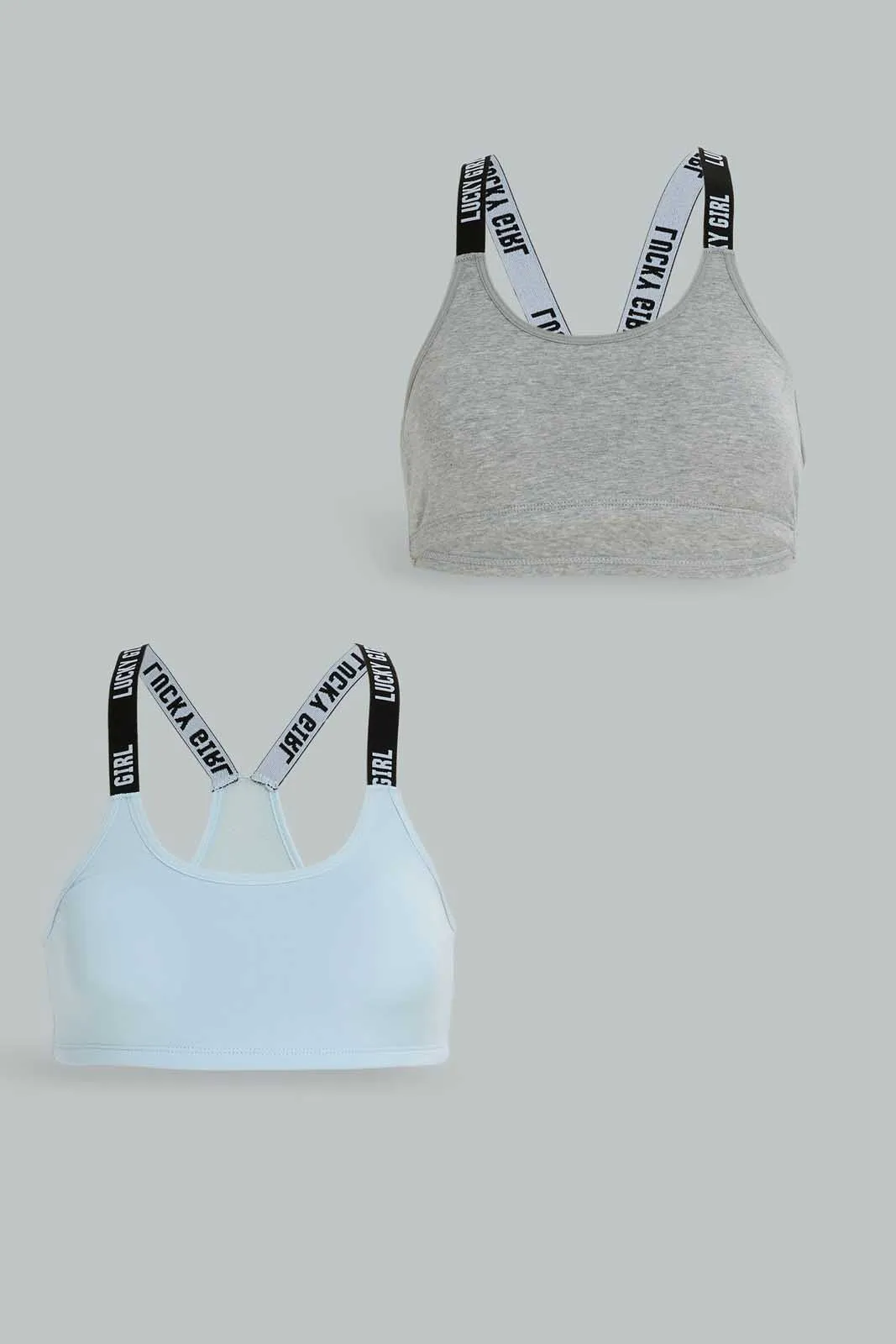 Senior Girls Blue And Grey Padded Bra (2 Piece)