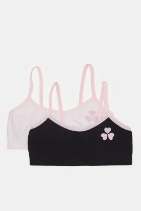 Senior Girls Pink And Black Bra Set (Pack Of 2)