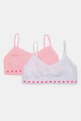 Senior Girls Pink And White Bra (Pack of 2)