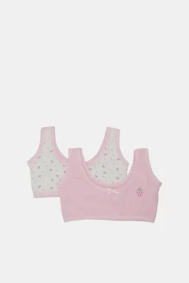 Senior Girls Pink And White Padded Bra (Pack of 2)