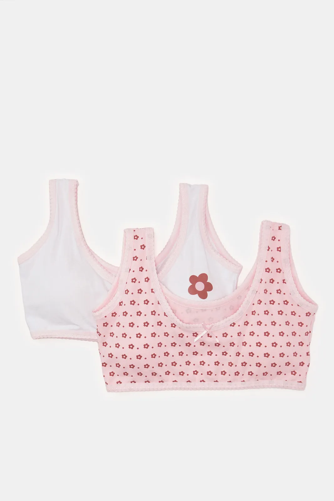 Senior Girls Pink And White Padded Bra Set (Pack Of 2)