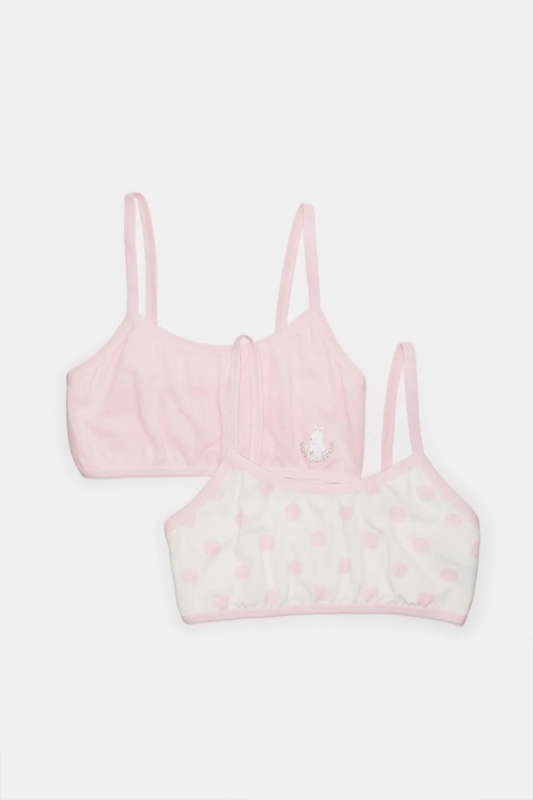 Senior Girls Pink And White Printed Bra Set (Pack of 2)