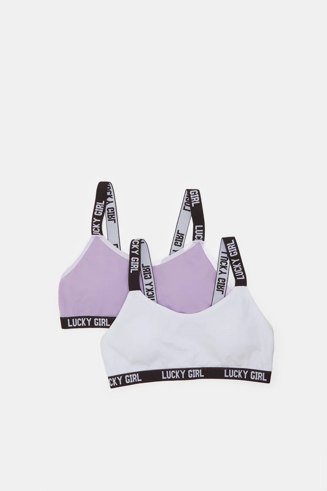 Senior Girls White And Purple Padded Bra (Pack of 2)