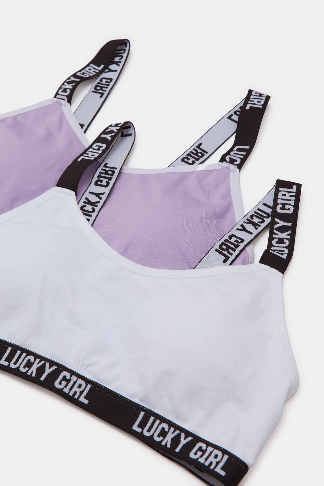 Senior Girls White And Purple Padded Bra (Pack of 2)