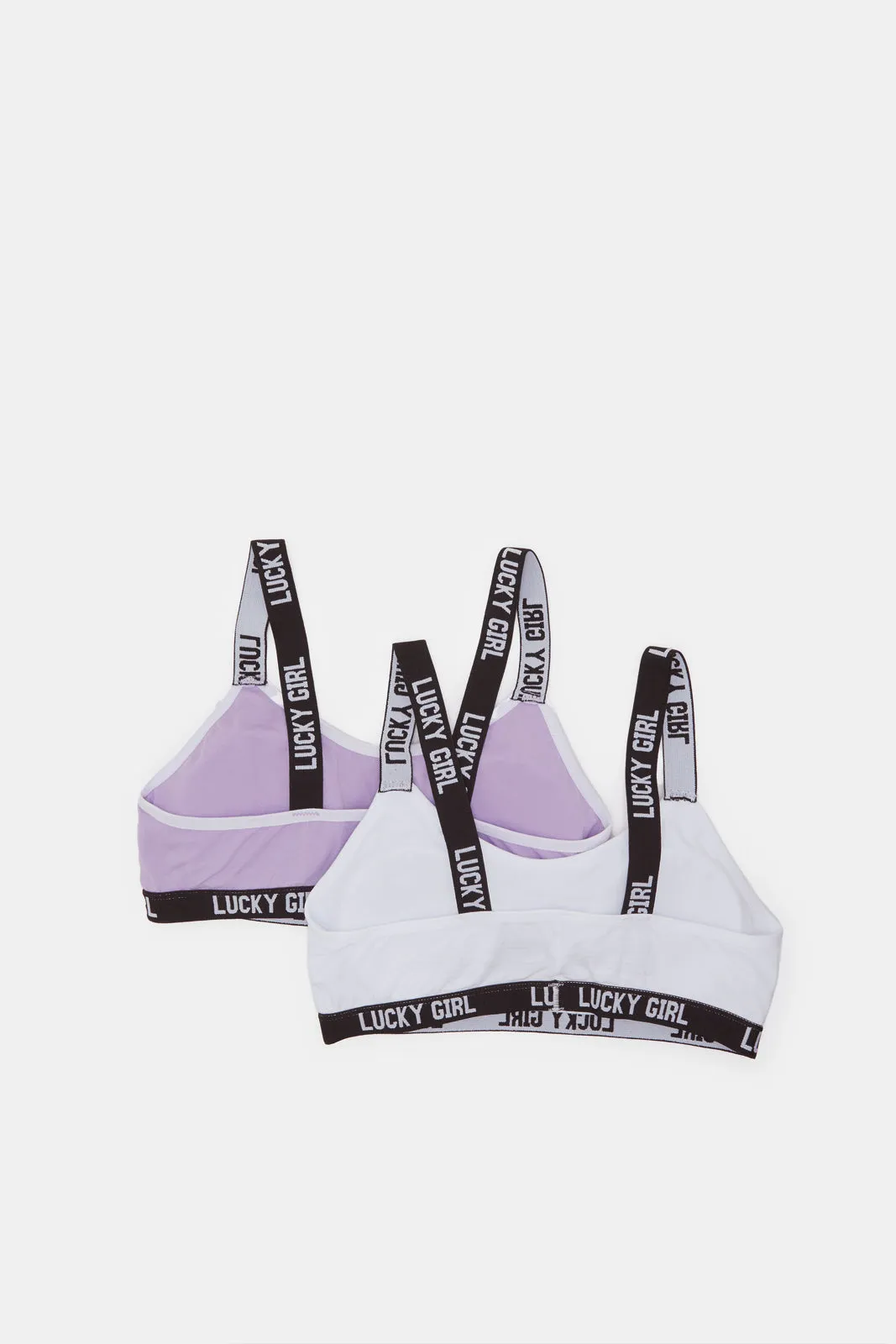 Senior Girls White And Purple Padded Bra (Pack of 2)