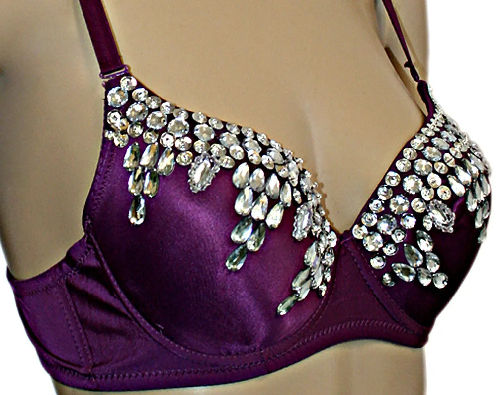 Sexy Cabaret Beaded Embellished Sequin Belly Dance Bra Top