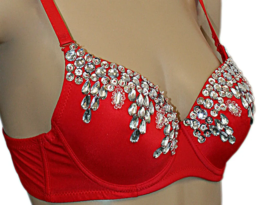 Sexy Cabaret Beaded Embellished Sequin Belly Dance Bra Top