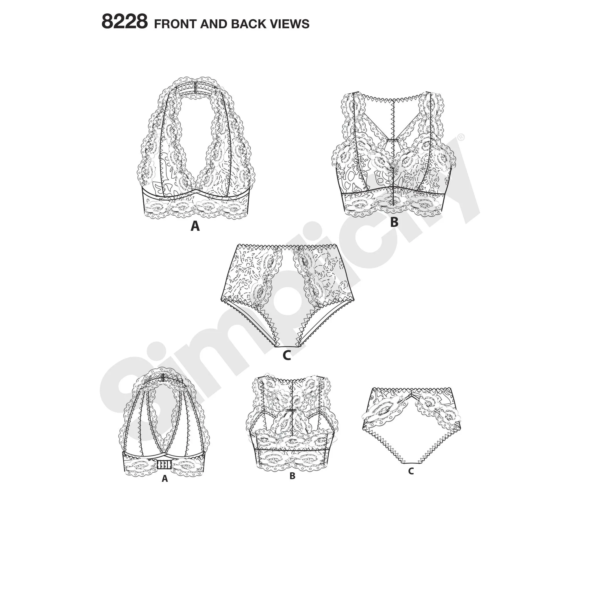 Simplicity Pattern S8228 Misses' Soft Cup Bras & Panties