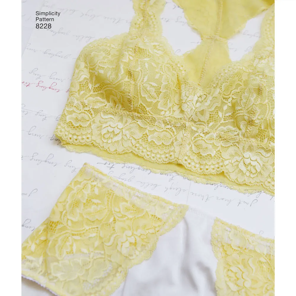 Simplicity Pattern S8228 Misses' Soft Cup Bras & Panties