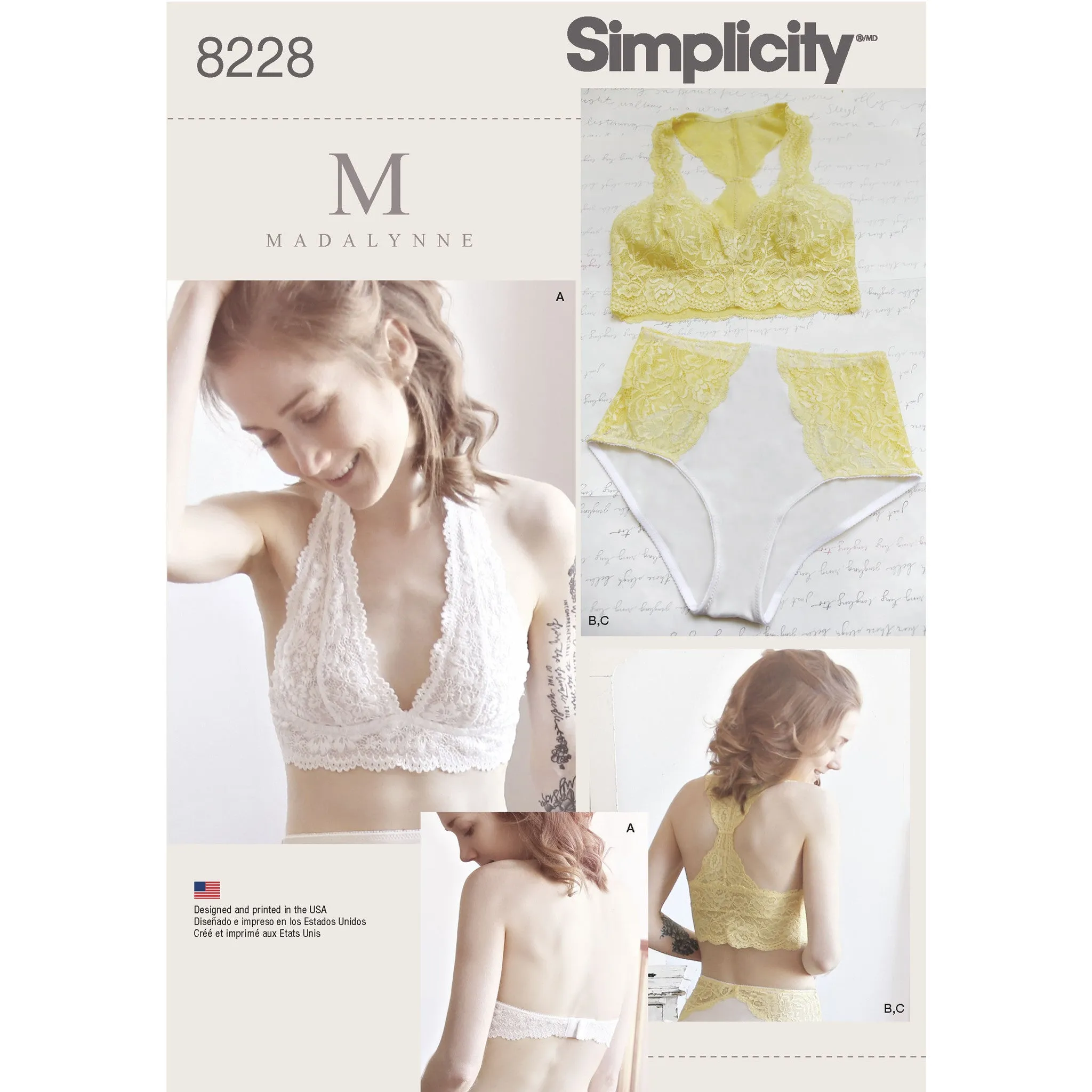 Simplicity Pattern S8228 Misses' Soft Cup Bras & Panties