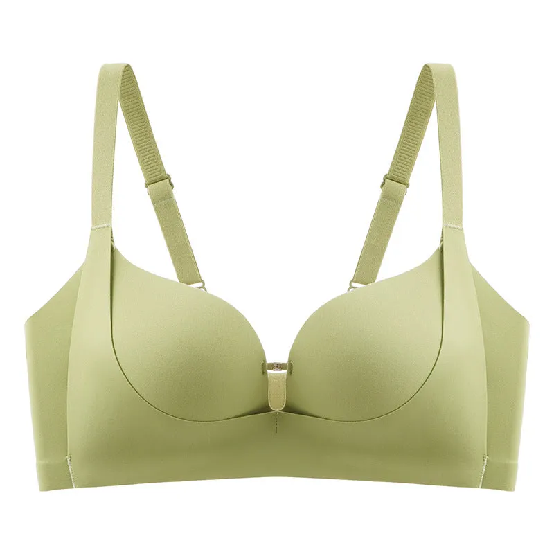 Small chest looks bigger, gathers and lifts seamlessly, women's no-wire, side-breasted, anti-sagging latex bra, smooth bra