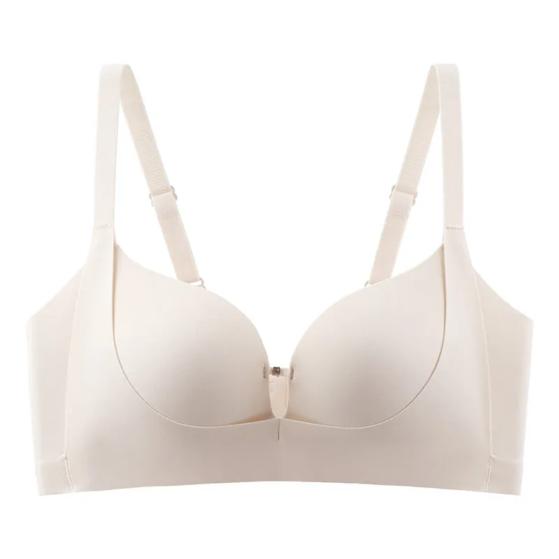 Small chest looks bigger, gathers and lifts seamlessly, women's no-wire, side-breasted, anti-sagging latex bra, smooth bra