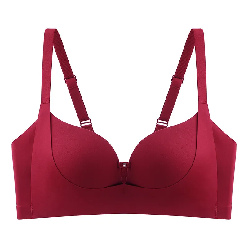 Small chest looks bigger, gathers and lifts seamlessly, women's no-wire, side-breasted, anti-sagging latex bra, smooth bra