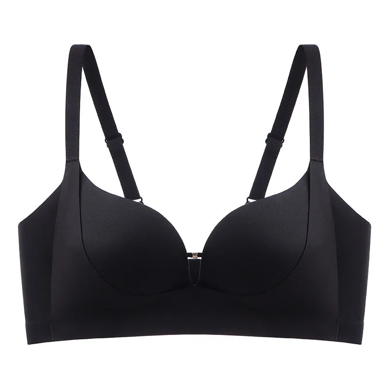 Small chest looks bigger, gathers and lifts seamlessly, women's no-wire, side-breasted, anti-sagging latex bra, smooth bra