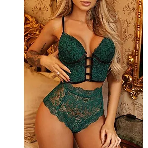 Spritumn-Home Sexy Lingerie Set for Women Naughty,Women's Sexy Push Up Bra and Knickers Sets Strap Dress Lace Cup Nightwear Underwear for Women Plus Size UK 8 10 12 14 16 18 20