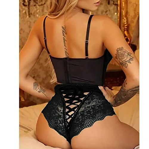 Spritumn-Home Sexy Lingerie Set for Women Naughty,Women's Sexy Push Up Bra and Knickers Sets Strap Dress Lace Cup Nightwear Underwear for Women Plus Size UK 8 10 12 14 16 18 20