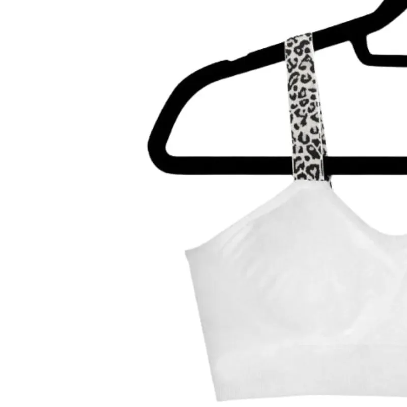 strap-its Basic Bra (attached strap)- White Bra/Cheetah Strap