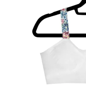 strap-its Basic Bra (attached strap)- White Bra/Flower Strap