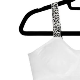 strap-its Plus size Basic Bra (attached strap)- White Bra/Cheetah Strap