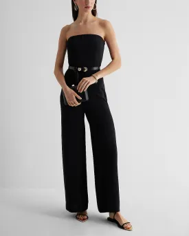 Strapless Wide Leg Jumpsuit in Pitch Black