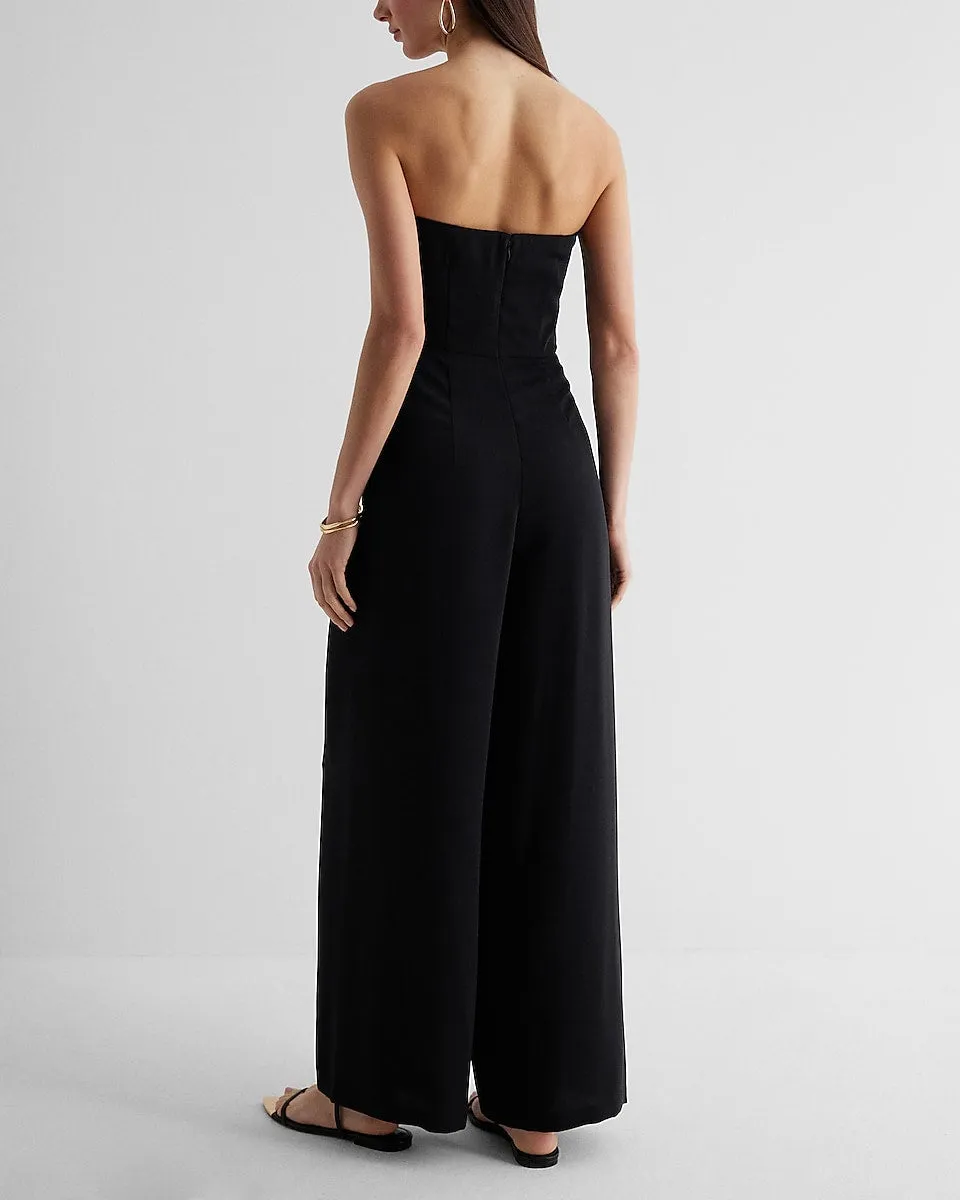 Strapless Wide Leg Jumpsuit in Pitch Black