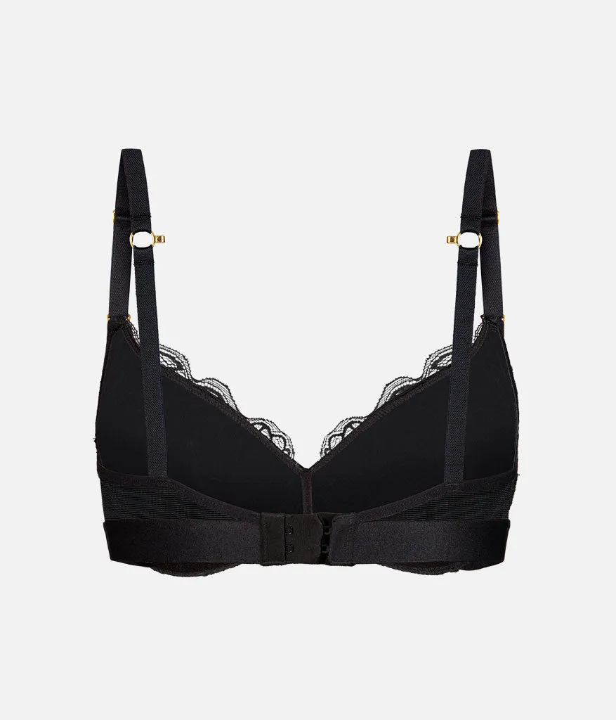 The Lace No-Wire Push-Up: Jet Black