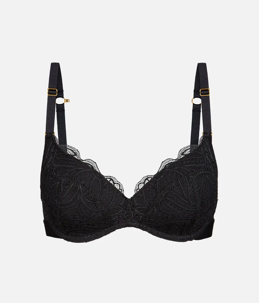 The Lace No-Wire Push-Up: Jet Black