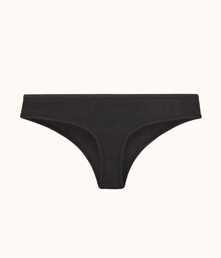 The Ribbed Thong: Jet Black