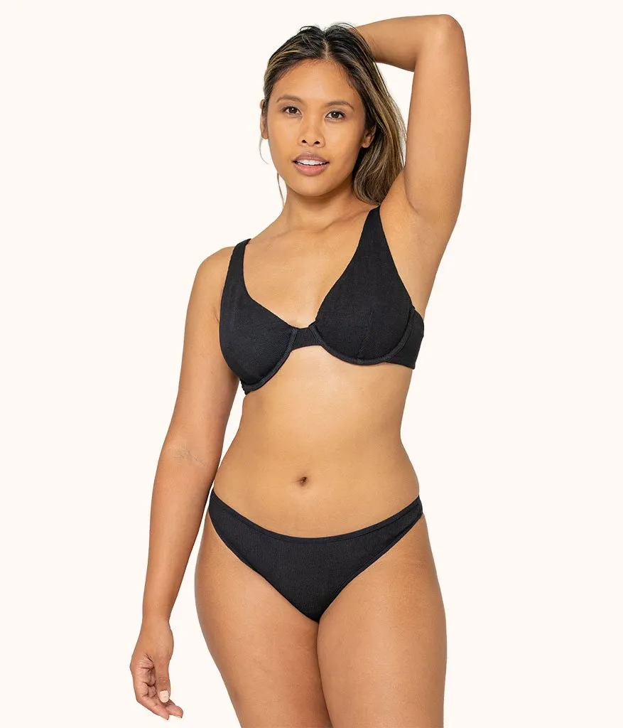 The Ribbed Thong: Jet Black