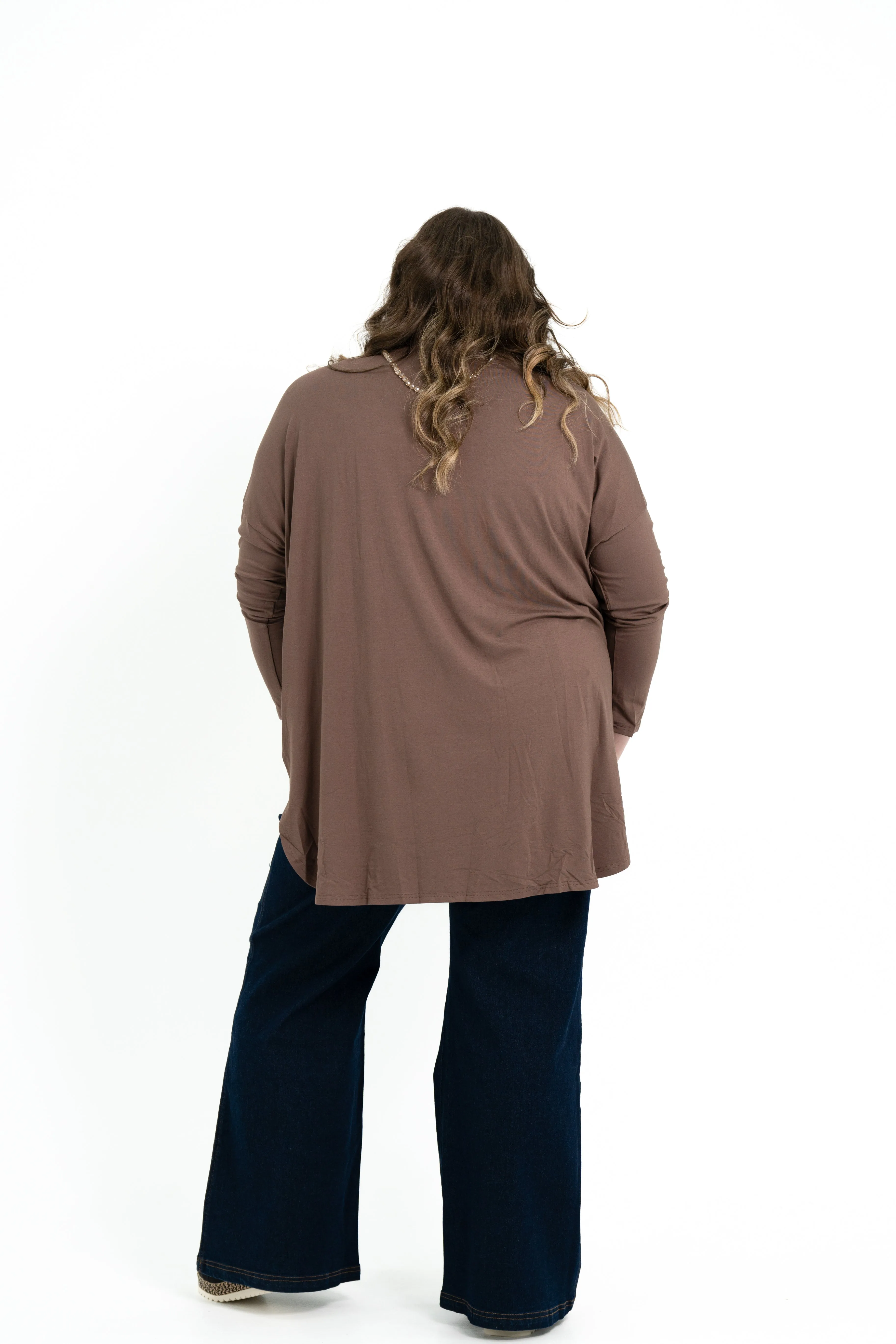 'TWISTED' Bamboo Twist Front Top - Peppercorn