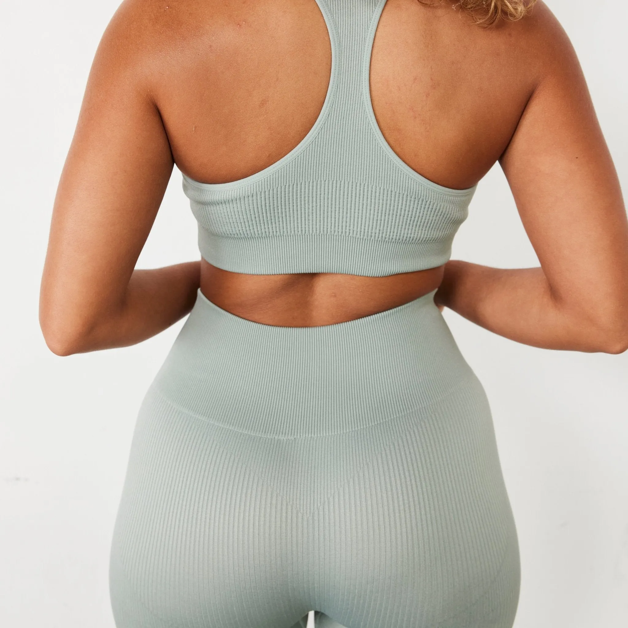 Vanquish Ribbed Seamless Slate Grey Racer Back Bra