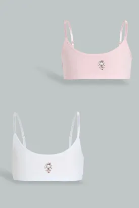 White And Pink Bunny Print Bra (Pack of 2)