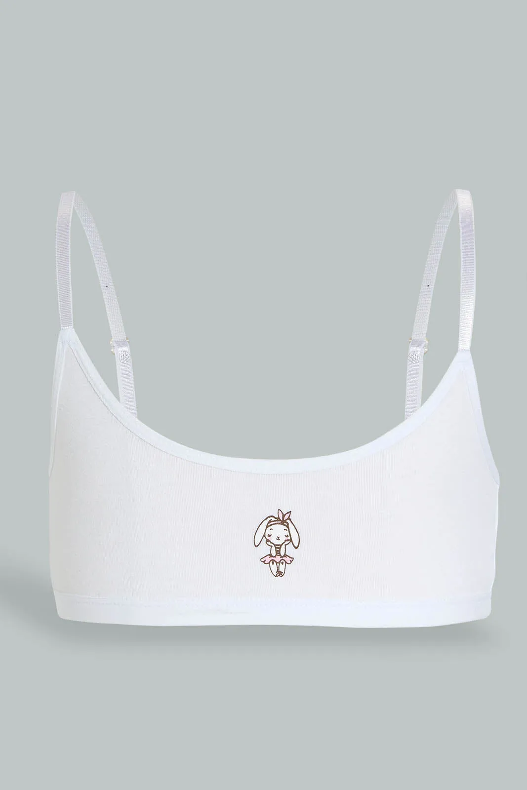 White And Pink Bunny Print Bra (Pack of 2)