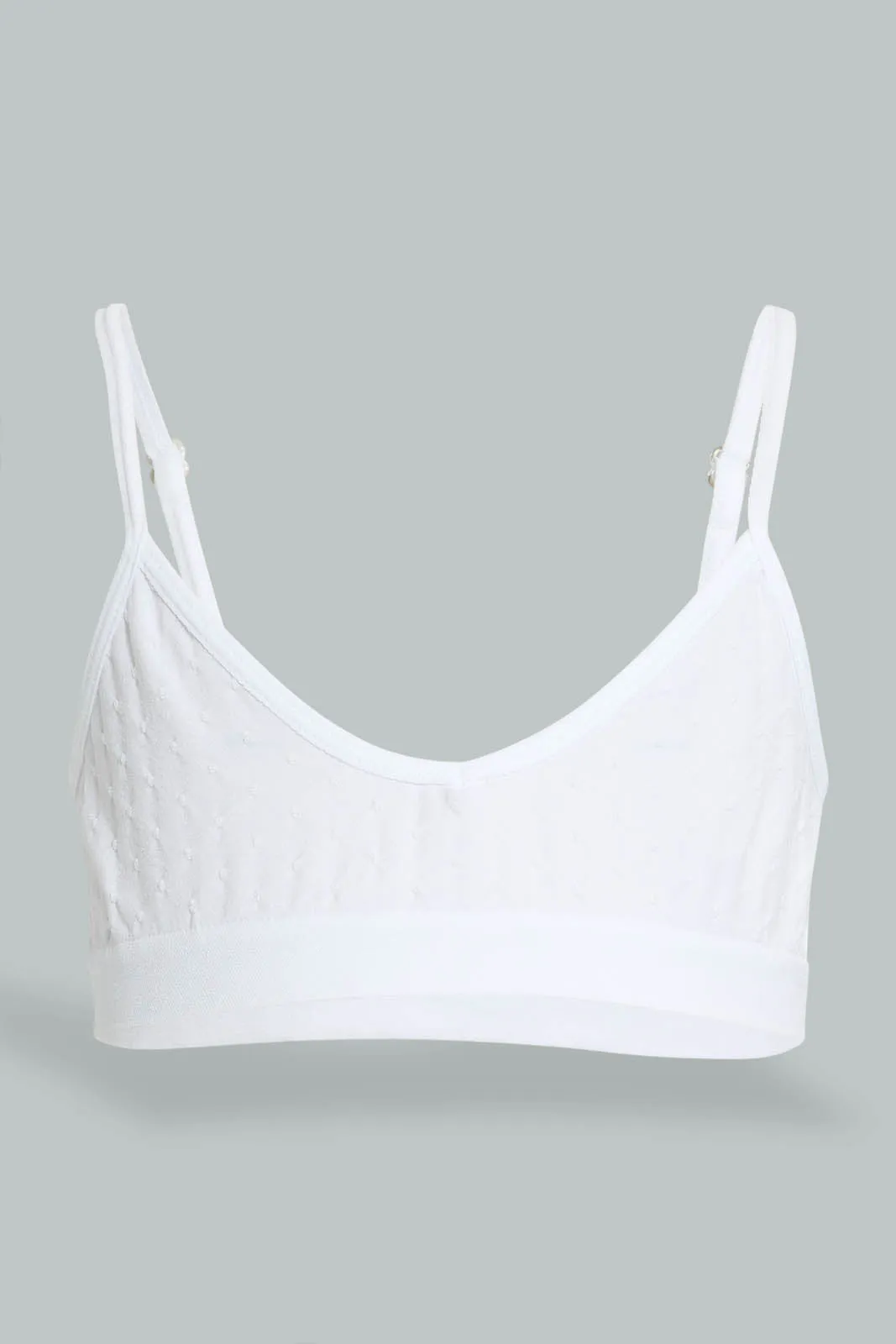 White And Pink Textured Comfort Bra For Senior Girls (Pack of 2)