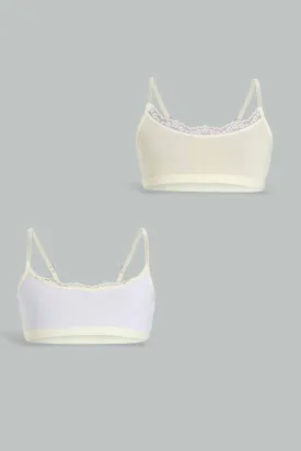 White And Yellow Plain Bra For Senior Girls (Pack of 2)