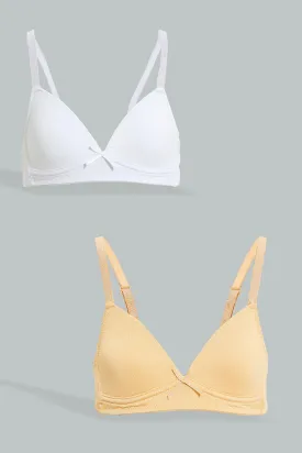 White/Beige Comfort Bra (Pack of 2)