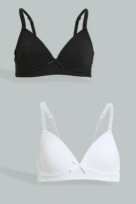 White/Black Padded Bra Set (Pack Of 2)