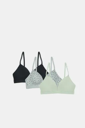 Women Assorted Printed And Solid Padded Non-Wired Bra (Pack of 3)