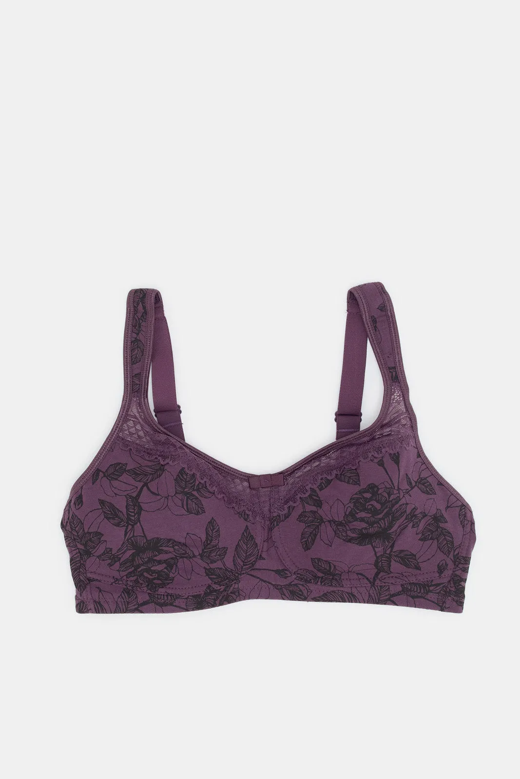 Women Black And Purple Non Padded Bra Set (Pack Of 2)