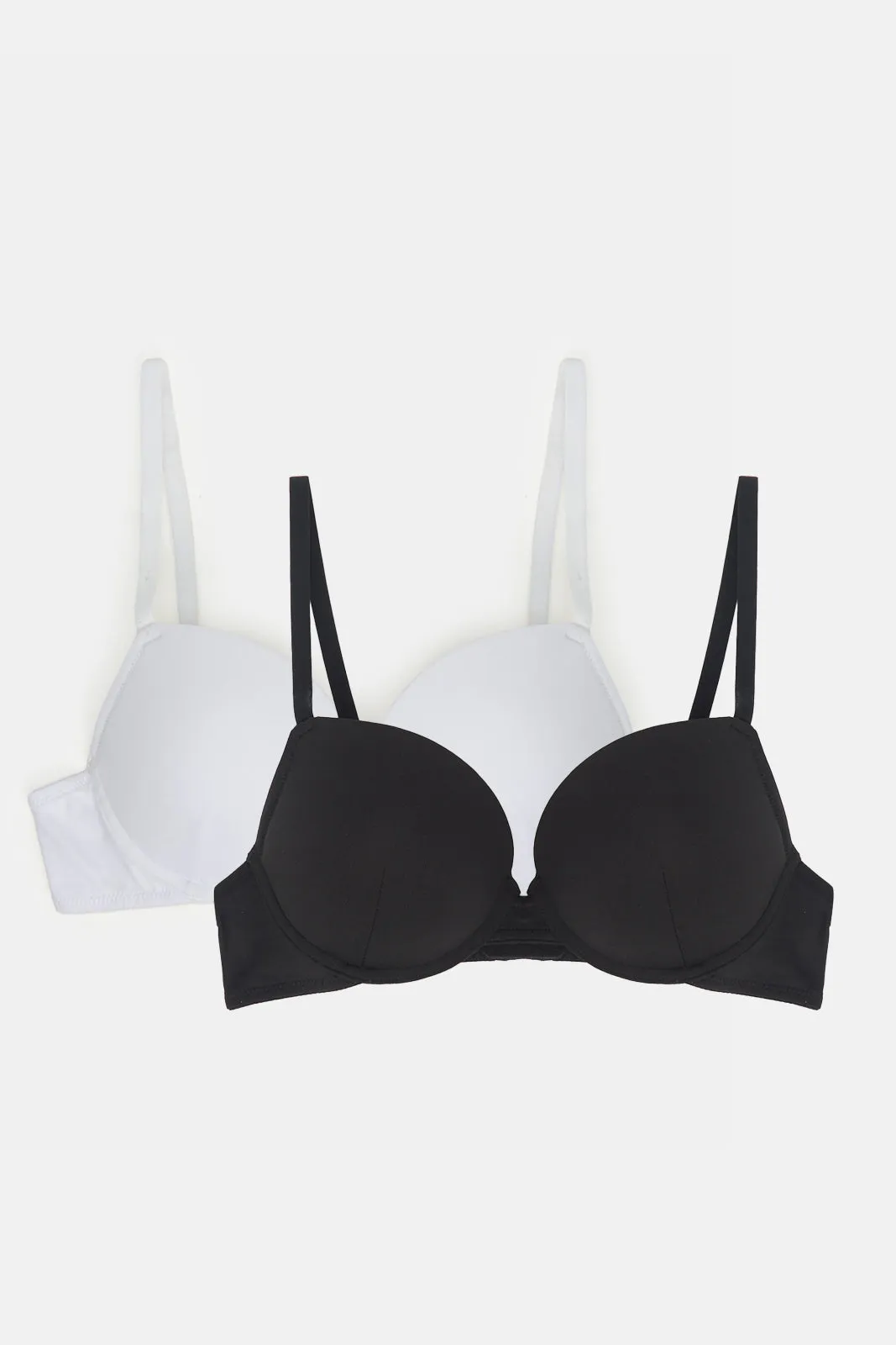 Women Black And White Double Push-Up Bra Set (2 Piece)