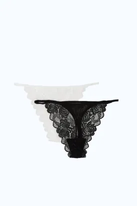 Women Black And White Thong Brief Set (Pack Of 2)